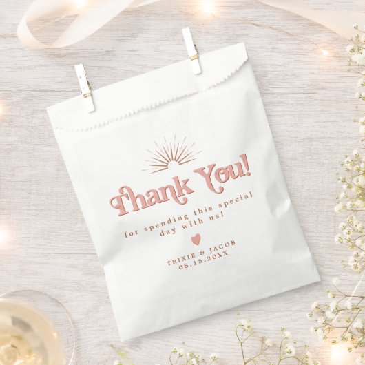 TRIXIE Retro 70's Roze en Oranje huwelijksband Bedankzakje (Geknipt)