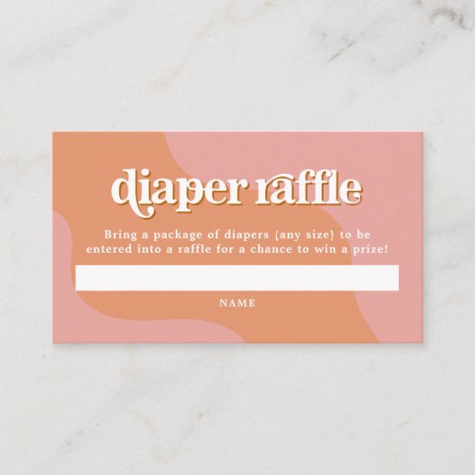 TRIXIE Retro 70's Roze & Oranje Luier Raffle Kaart Plaatskaartje (Voorkant)