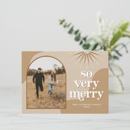 TRIXIE Retro Arched Photo Boho Kerstmis Kaart (Staand voorkant)