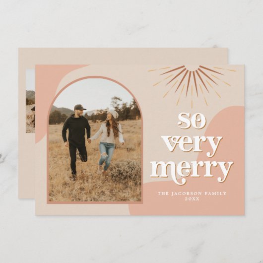 TRIXIE Retro Arched Photo Boho Kerstmis Kaart (Voorkant / Achterkant)