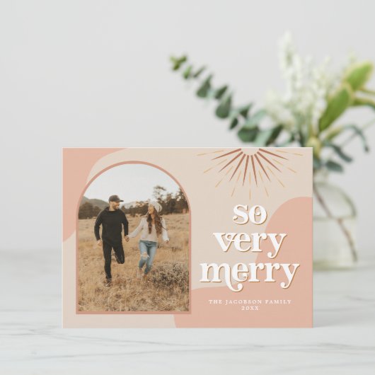 TRIXIE Retro Arched Photo Boho Kerstmis Kaart (Staand voorkant)