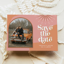 TRIXIE Retro Arched Photo Boho Save the Date Kaart