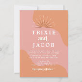 TRIXIE Retro Gebogen Foto Boho Groovy Bruiloft Kaart (Voorkant)