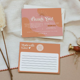 TRIXIE Retro Oranje Roze 70s Bedrijfs Dank u Kaart