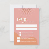 TRIXIE Retro Pink en Sinaasappel 70's RSVP Briefka Kaart (Voorkant)