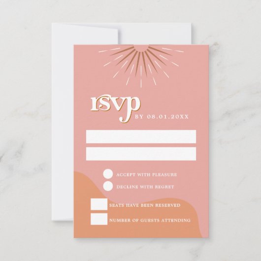 TRIXIE Retro Pink en Sinaasappel 70's RSVP Briefka Kaart (Voorkant)