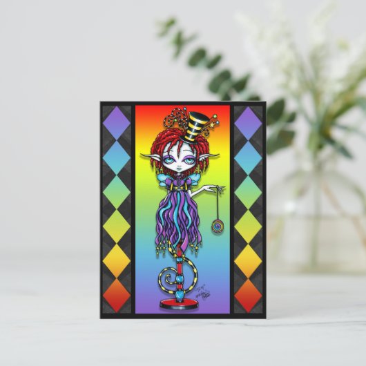 Trixy Pixie Stick Rainbow Circus Freak Briefkaart (Staand voorkant)