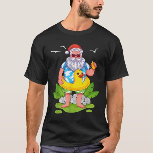 Trocal Summer Funny Hawaiian Santa Claus Christmas T-shirt (Voorkant)