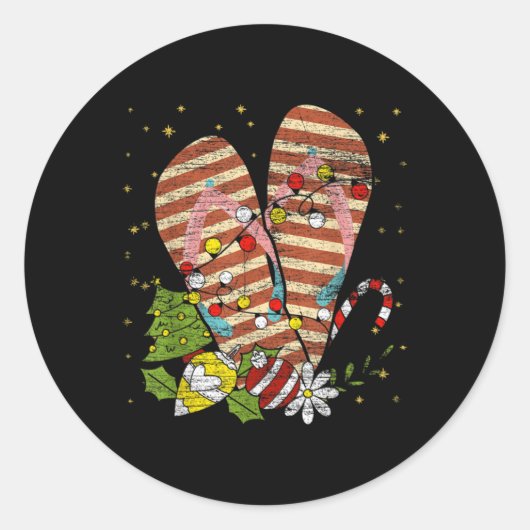 Trocal Xmas Summer Vacation Flip Flops Christmas I Ronde Sticker (Voorkant)