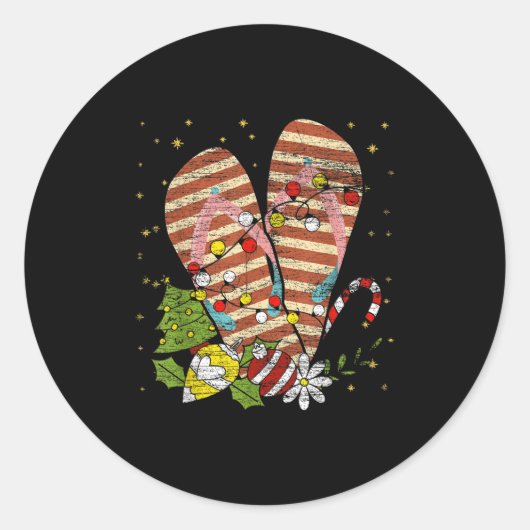 Trocal Xmas Summer Vacation Flip Flops Christmas I Ronde Sticker (Voorkant)