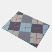 Troebel blauw grijs katoenzaad Oranje rood patroon Deurmat (Schuin)