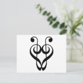 Troebel gespleten hart (zwart) briefkaart (Staand voorkant)
