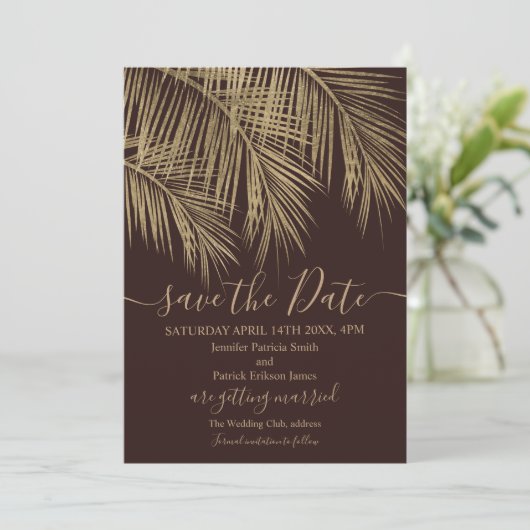 Troebel rood met goudpalm, met uitzondering van de save the date (Staand voorkant)