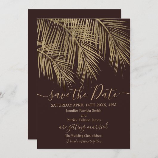 Troebel rood met goudpalm, met uitzondering van de save the date (Voorkant / Achterkant)