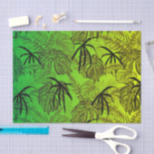 Troebel tropisch patroon met gele en groene kleure tissuepapier (Craft)