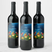 Troebel tropische papegaaien wijn etiket (Flessen)