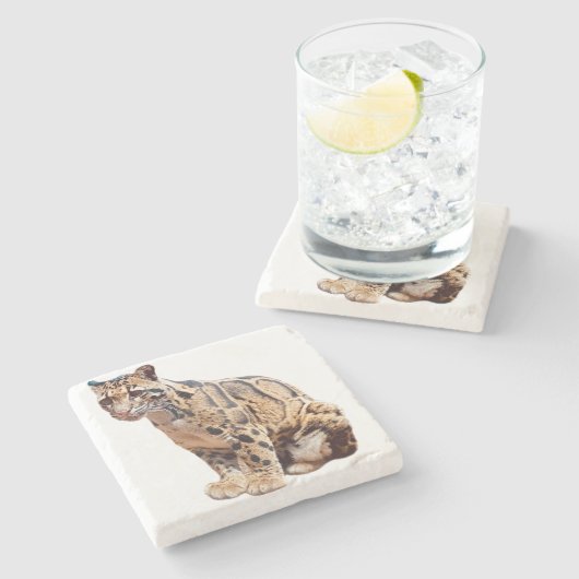 troebele luipfoto oerwoud groot kattedier stenen onderzetter (Zijkant)