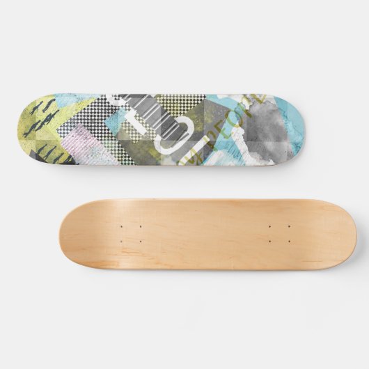 Troebele mensen op skateboard van collage-kunstwer (Horizontaal)