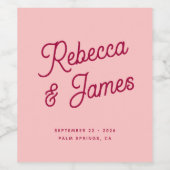  troebele retroflector hotroze Fuchsia Weddenschap Wijn Etiket (Enkel label)