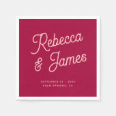  troebele retroflector: hotroze Fuchsia Wedparty Servet (Voorkant)