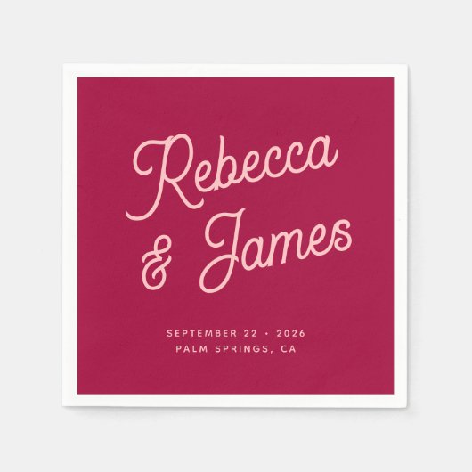 troebele retroflector: hotroze Fuchsia Wedparty Servet (Voorkant)