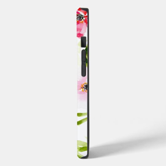 Troebele rode roze bloemen bladeren speck Case-Mate iPhone case (Achterkant / Links)