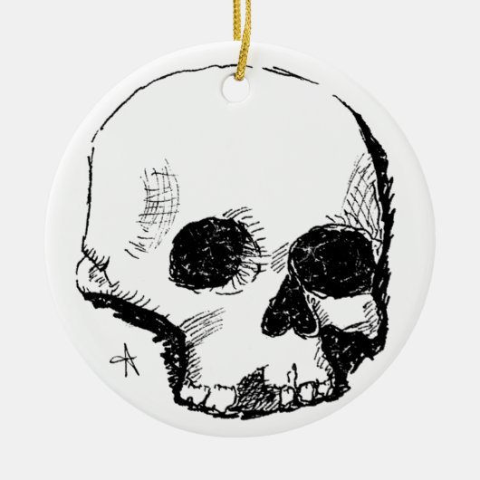 troebele schedel keramisch ornament (Voorkant)