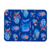 Troebele tropische vissen op blauw magneet (Horizontaal)