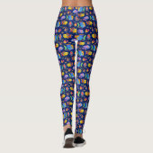 Troebele tropische vissen op donkerblauw leggings (Achterkant)