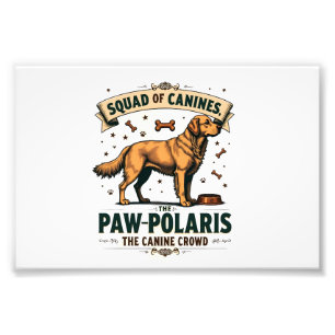 Troep Honden Vintage Hond Pun Grafisch met Goud Foto Afdruk