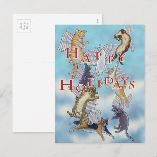 Troep van de Katten van de Engel prettige Feestdagenkaart (Voorkant / Achterkant)