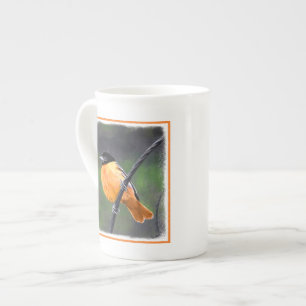 Troepiaal Schilderij - Originele Vogel Kunst Porselein Kop