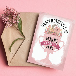 Trofee Bloemen Moederdag Werelds Beste Moeder Feestdagen Kaart