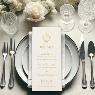 Trofee Goud Elegant Vintage Monogram Ivoor Menu