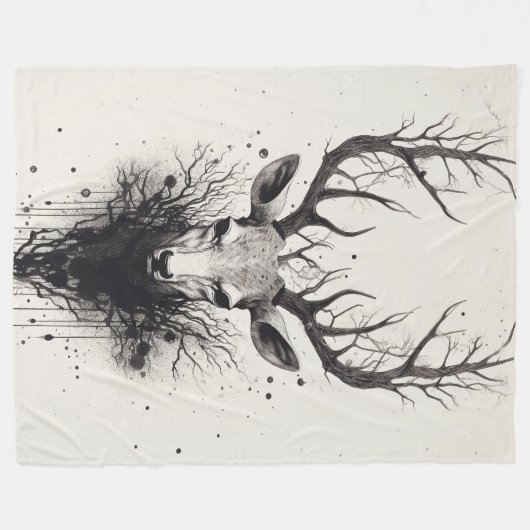 "Trofee Herten" Fleece Deken (Voorkant (Horizontaal))