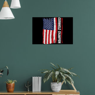 Trofee Kampioen Fun Bean Bag Cornhole Speler Vlag Poster