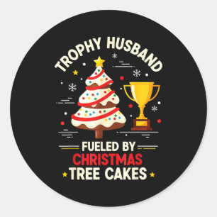 Trofee Retro Echter Gedreven Door Kerstboom Cake Ronde Sticker