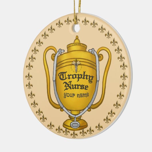Trofee verpleegster keramisch ornament (Links)