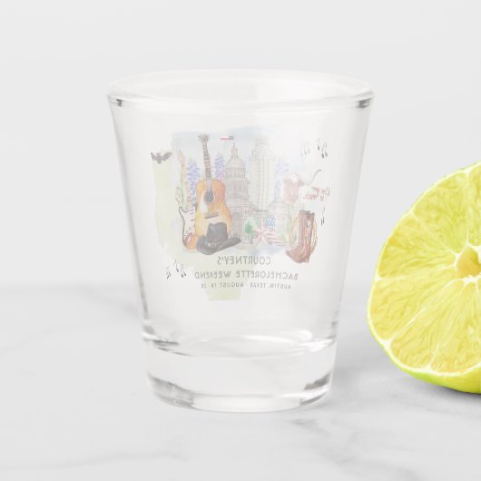 Trofee voor Bachelorette Weekend Feestje | Austin, Shot Glas (Achterkant)