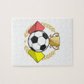 Trofee voor rode en gele voetbal legpuzzel (Horizontaal)