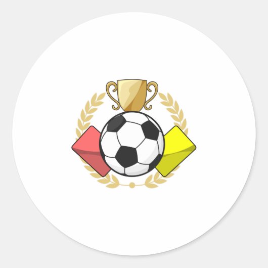 Trofee voor rode en gele voetbal ronde sticker (Voorkant)