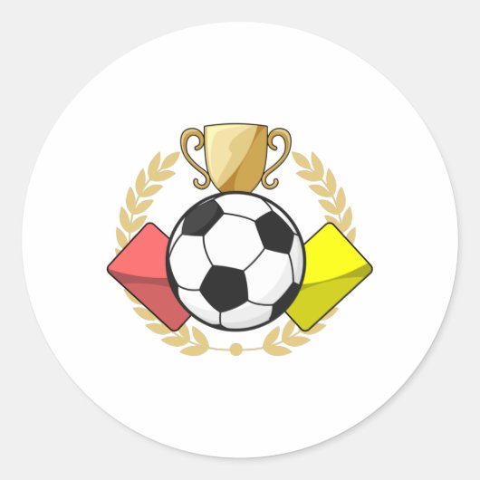 Trofee voor rode en gele voetbal ronde sticker (Voorkant)