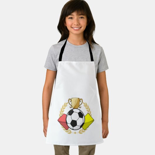 Trofee voor rode en gele voetbal schort (Insitu)