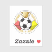 Trofee voor rode en gele voetbal sticker (Vel)