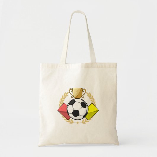 Trofee voor rode en gele voetbal tote bag (Voorkant)