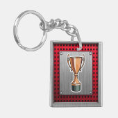 Trofie; geborsteld metaal sleutelhanger (Voorkant Links)