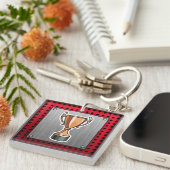 Trofie; geborsteld metaal sleutelhanger (Voorkant Rechts)