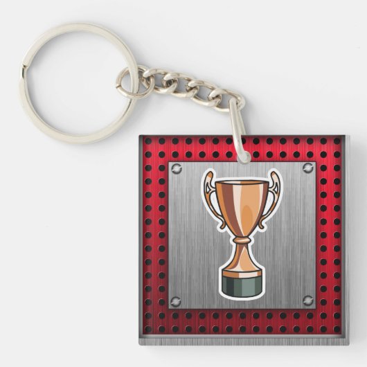Trofie; geborsteld metaal sleutelhanger (Voorkant)
