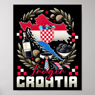 Trogir Kroatië Souvenir Kroatische Vlag Kaart  Poster