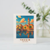 Trogir Kroatië Vintage Travel Poster Briefkaart (Staand voorkant)